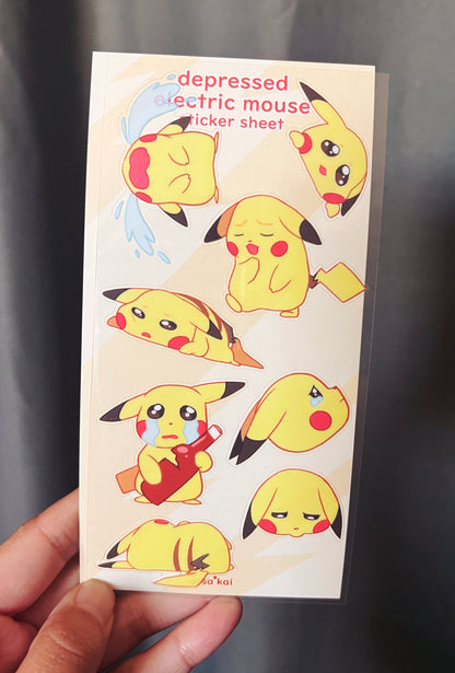 Depressed Electric Mouse Sticker Sheet