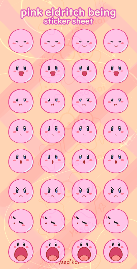 Round Pink Expressions Sticker Sheets