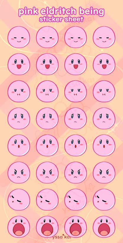 Round Pink Expressions Sticker Sheets