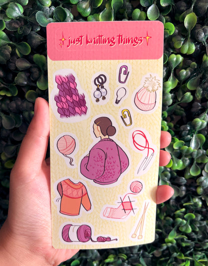 Just Knitting Things sticker sheet