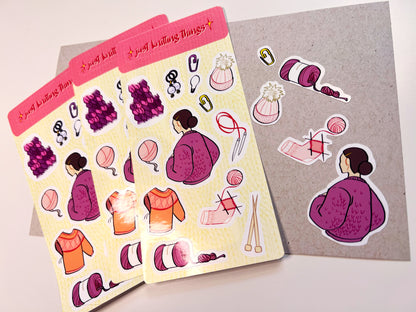 Just Knitting Things sticker sheet